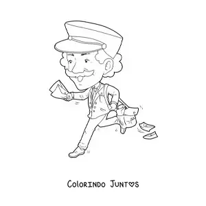 Desenho para colorir de um carteiro correndo