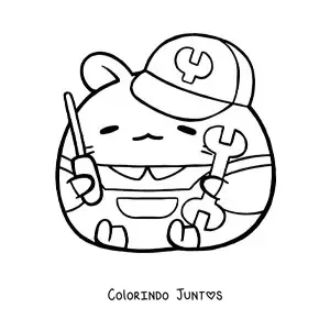 Desenho para colorir de hamster mecânico automotivo kawaii