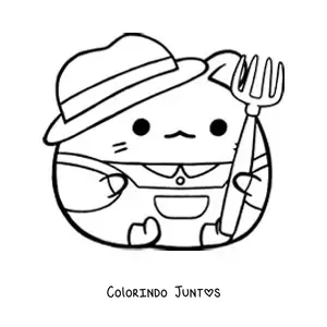 Desenho para colorir de hamster agricultor kawaii