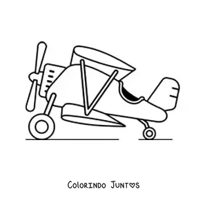 Desenho para colorir de um biplano de lado