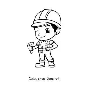 Desenho para colorir de operario de construcao animado kawaii