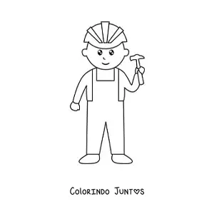 Desenho para colorir de pedreiro facil com capacete