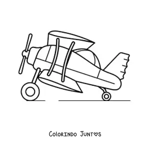 Desenho para colorir de um biplano de lado