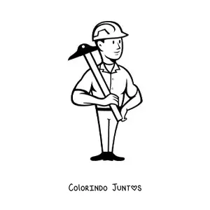 Desenho para colorir de trabalhador da construcao com uma picareta