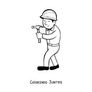 Desenho para colorir de trabalhador da construcao com um martelo