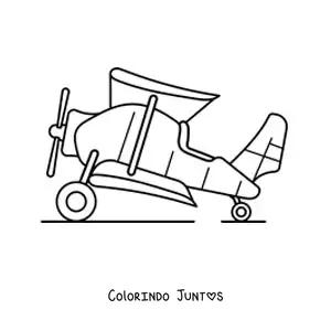 Desenho para colorir de um biplano de lado