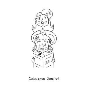 Desenho para colorir de cabeleireira penteando o cabelo de uma cliente