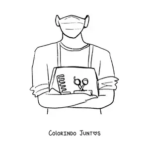 Desenho para colorir de barbeiro com um pente e uma tesoura