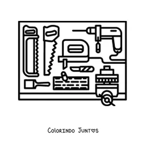 Desenho para colorir das ferramentas do carpinteiro