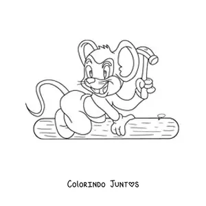 Desenho para colorir de rato carpinteiro animado pregando um prego