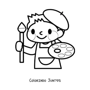 Desenho para colorir de pintor facil kawaii