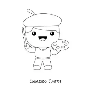 Desenho para colorir de pintor facil animado