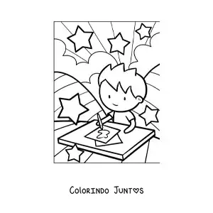 Desenho para colorir de menino pintando na aula de arte