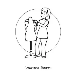 Desenho para colorir de mulher modista com um manequim