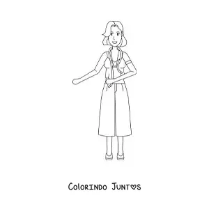 Desenho para colorir de estilista de moda com uma fita metrica