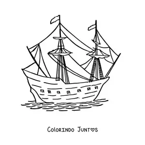 Desenho para colorir de um barco no mar