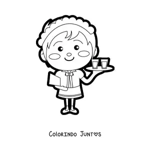 Desenho para colorir de garconete kawaii