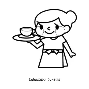 Desenho para colorir de garconete kawaii facil