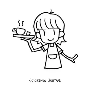 Desenho para colorir de caricatura de uma garconete de uma cafeteria