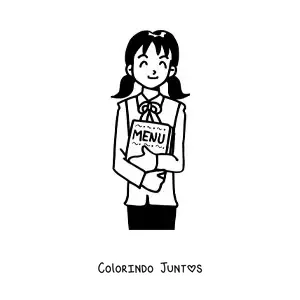 Desenho para colorir de garconete de um restaurante