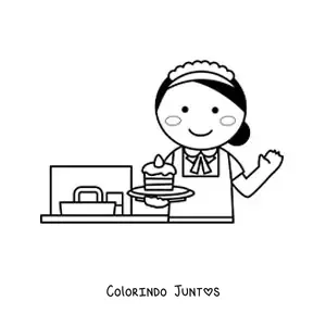 Desenho para colorir de garconete em um restaurante facil