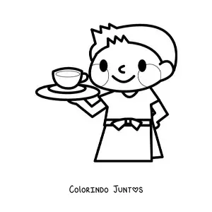 Desenho para colorir de garcom kawaii facil