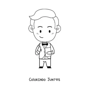 Desenho para colorir de mordomo kawaii animado