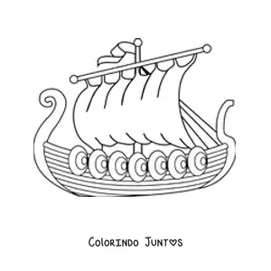 Desenho para colorir de um navio viking