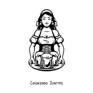 Desenho para colorir de garconete de uma taverna medieval
