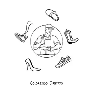 Desenho para colorir de sapateiro trabalhando em um sapato