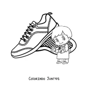 Desenho para colorir de sapateiro kawaii com um par de sapatos