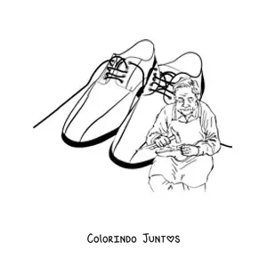 Desenho para colorir de sapateiro realista com um par de sapatos
