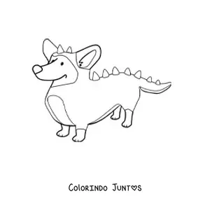 Desenho para colorir de um corgi fantasiado de crocodilo