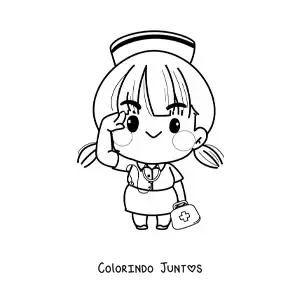 Desenho para colorir de enfermeira kawaii animada facil