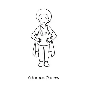 Desenho para colorir de enfermeira kawaii animada