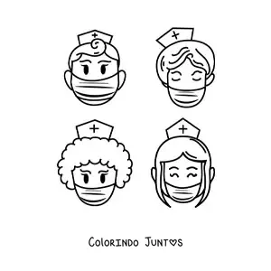Desenho para colorir de enfermeiros animados