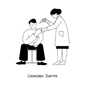 Desenho para colorir de enfermeira aplicando injecao em um paciente
