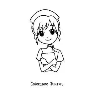 Desenho para colorir de enfermeira facil