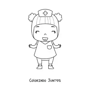 Desenho para colorir de menina enfermeira animada
