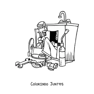 Desenho para colorir de encanador animado trabalhando