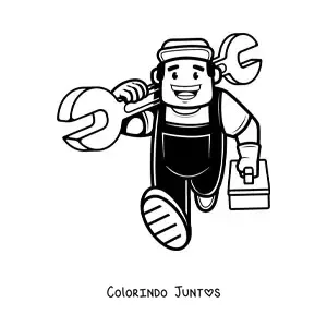 Desenho para colorir de encanador animado facil com suas ferramentas