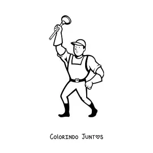 Desenho para colorir de homem trabalhando como encanador