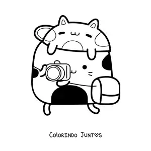 Desenho para colorir de gato fotografo animado kawaii