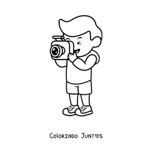 Desenho para colorir de menino fotografo animado