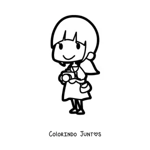 Desenho para colorir de menina fotografa kawaii