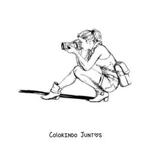 Desenho para colorir de garota fotografa realista