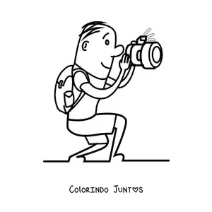 Desenho para colorir de caricatura de um fotografo