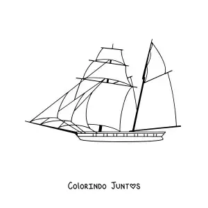 Desenho para colorir de um veleiro