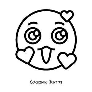 Desenho para colorir de emoji apaixonado kawaii