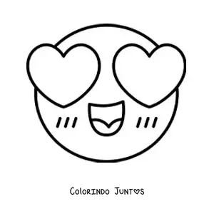 Desenho para colorir de emoji apaixonado com olhos de coracao
